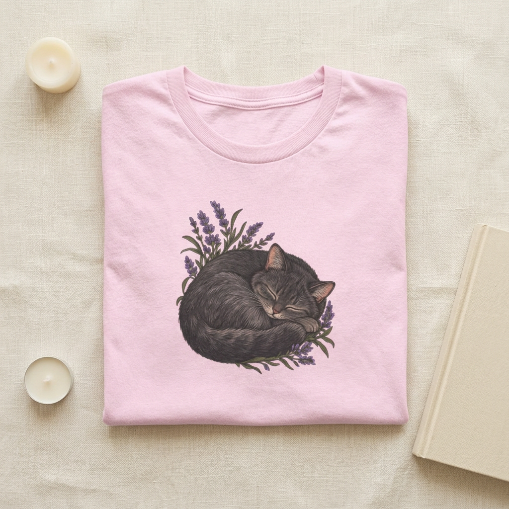 Sleeping Black Cat T-Shirt