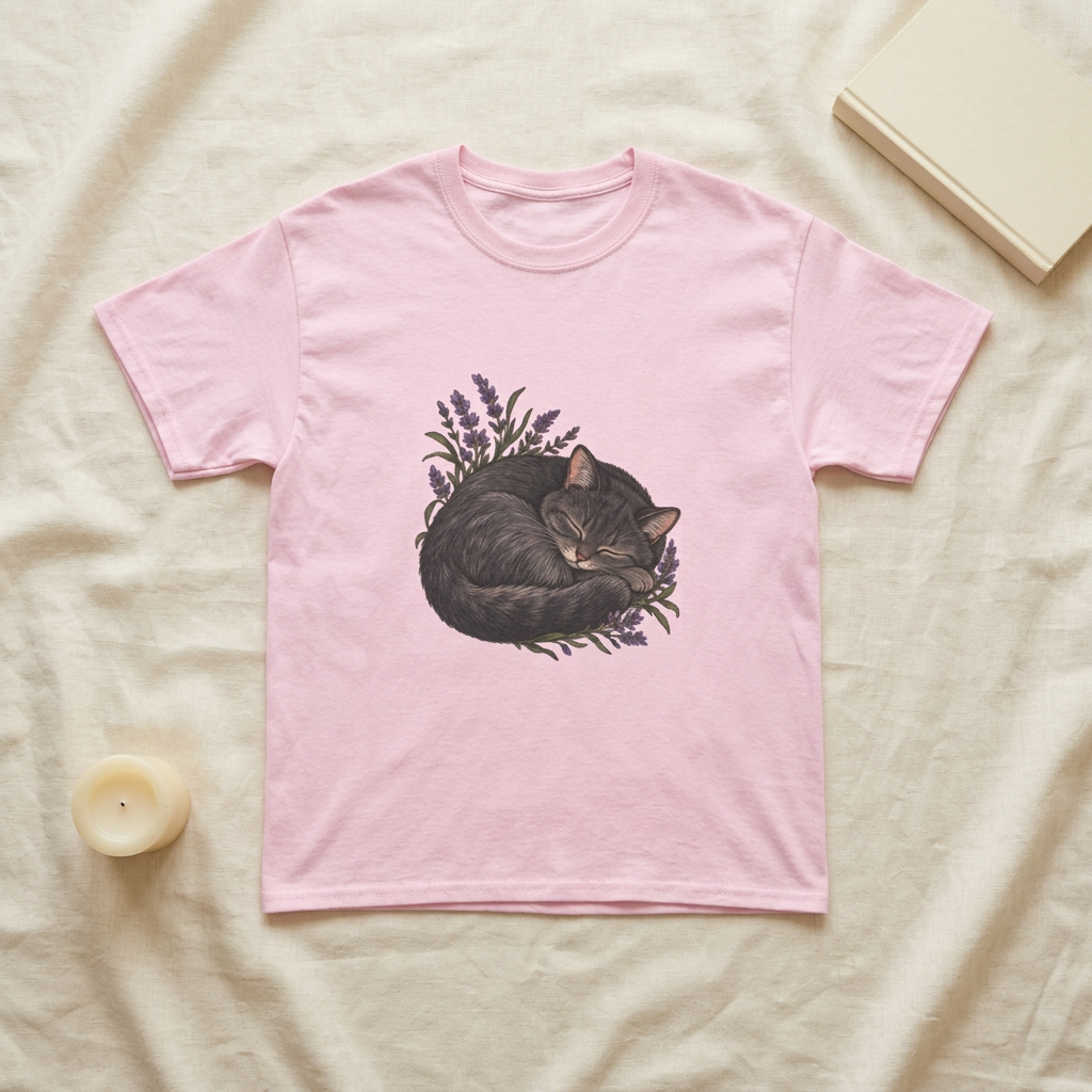 Sleeping Black Cat T-Shirt