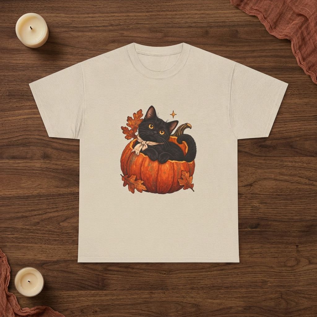 Black Cat & Pumpkin T-Shirt